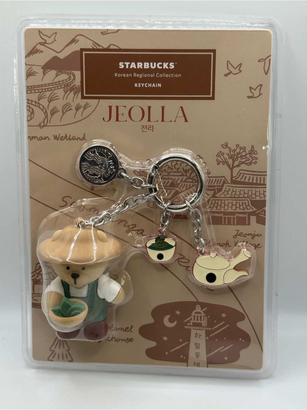 NWT Starbucks Korea Annyeong Jeolla Regional Bearista Keychain Bag Charm